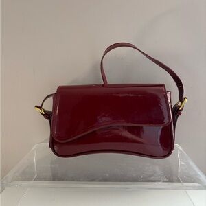 Patent Leather Burgundy Shoulder Bag - Women